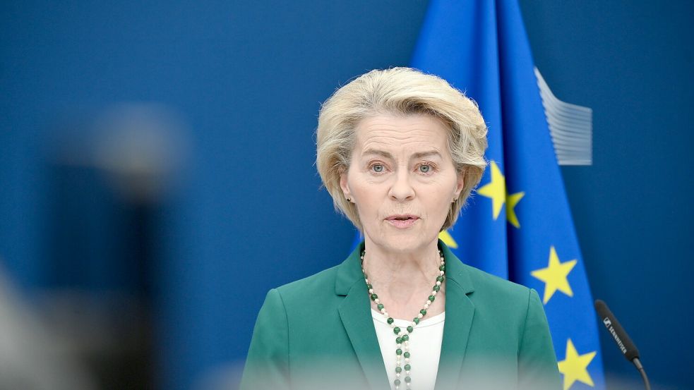 Ursula von der Leyen ist die Präsidentin der Europäischen Kommission. Die Bekanntgabe überließ sie heute jedoch dem Kommissionssprecher. Foto: dpa / Anna Ross