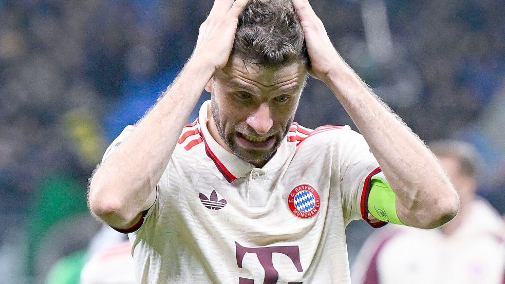 Schluss. Aus. Vorbei. Thomas Müller nach seinem letzten Champions-League-Spiel für den FC Bayern. Foto: Sven Hoppe/dpa