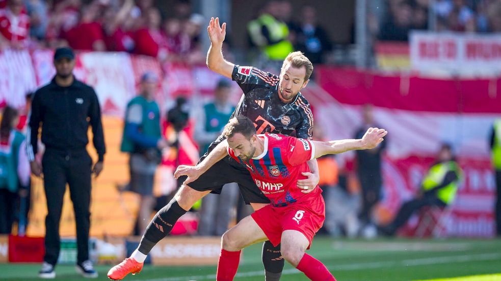 Hatten Heidenheim fest im Griff: Die Bayern um Torjäger Harry Kane (oben). Foto: Tom Weller/dpa