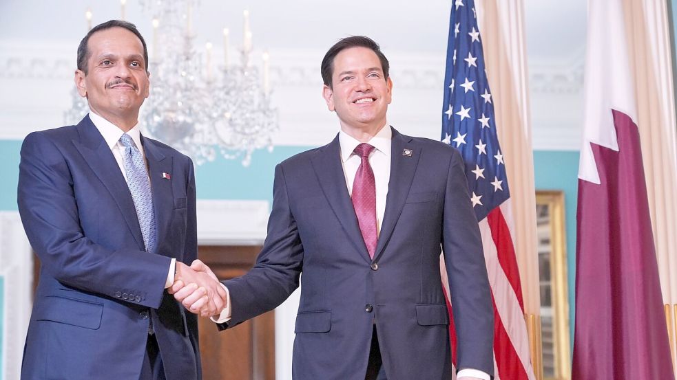 Rubio und Al Thani sprechen in Washington über die Lage im Nahen Osten. Foto: Jacquelyn Martin/AP/dpa