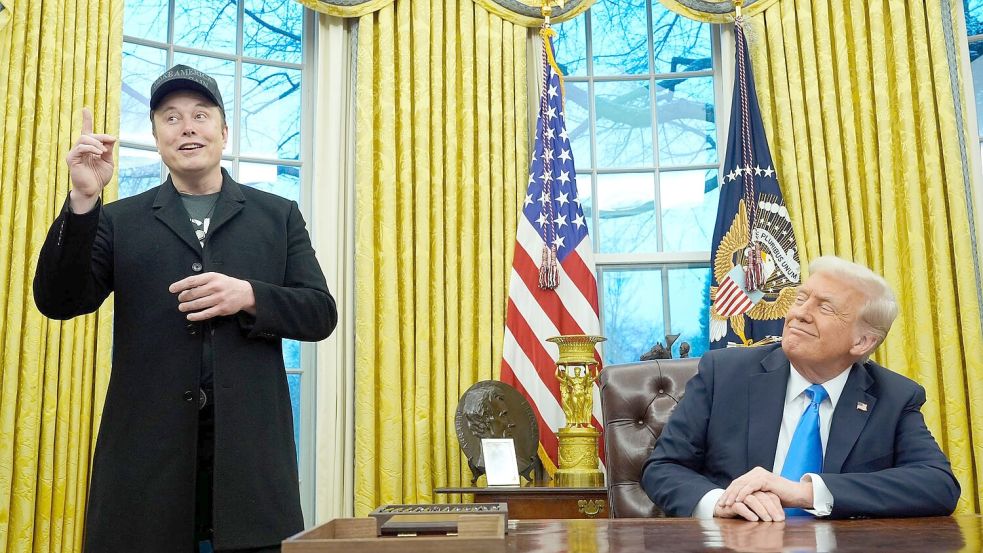 Noch im Februar demonstrierten Trump und Musk Eintracht im Weißen Haus. (Archivbild) Foto: Alex Brandon/AP/dpa
