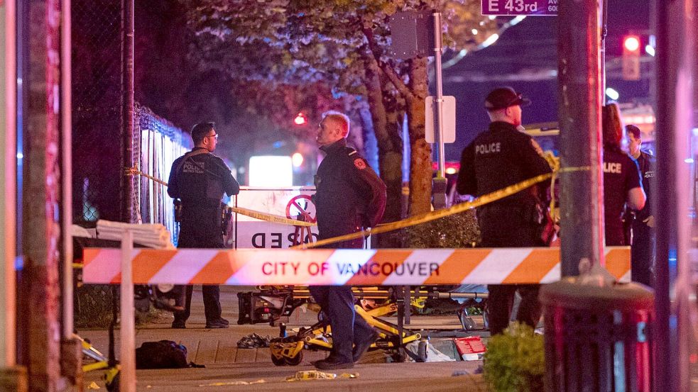 Die Polizei in Vancouver sichert den Tatort. Foto: Rich Lam/The Canadian Press/AP/dpa