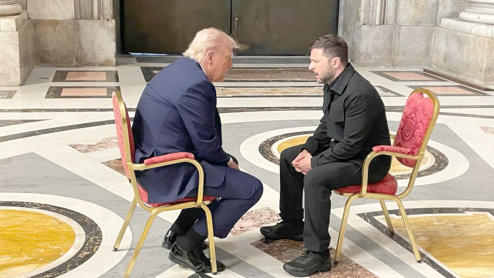 US-Präsident Donald Trump und Ukraine-Präsident Wolodymyr Selenskyj sind trotz früheren Streits wieder im Gespräch - und dieses Mal offenbar mit Erfolgsperspektive. Foto: IMAGO/ZUMA Press Wire