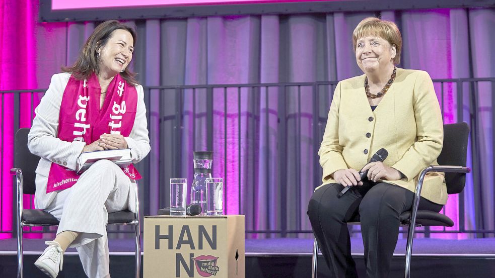 Ehemalige Umweltministerin Thüringens, Anja Siegesmund, mit Altkanzlerin Angela Merkel. Foto: IMAGO/Future Image