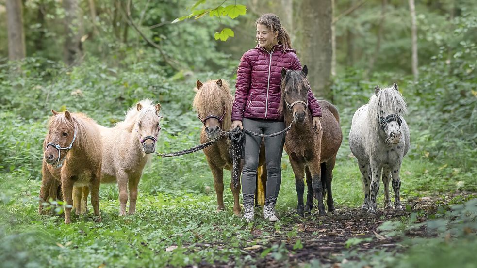 Jana Schmälzle rettet seit Jahren Pferde und Ponys vor schlimmen Schicksalen. Mit ihrer kleinen Herde zieht sie jetzt um – von Oberkirch im Schwarzwald nach Eilsum in der Krummhörn. Fotos: Privat