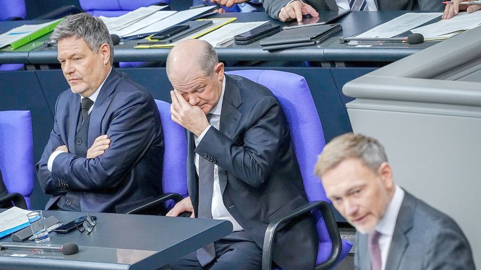 Habeck, Scholz, Lindner: Das Ampel-Trio hat nicht so richtig gut funktioniert. Foto: Kay Nietfeld/dpa