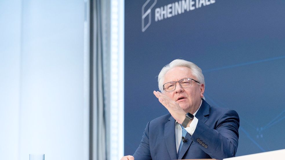 Rheinmetall-Chef Armin Papperger investiert mitten im Börsenbeben am Montag selbst mehr als 700.000 Euro in eigene Aktien – und sendet ein deutliches Zeichen. Foto: dpa/Rolf Vennenbernd