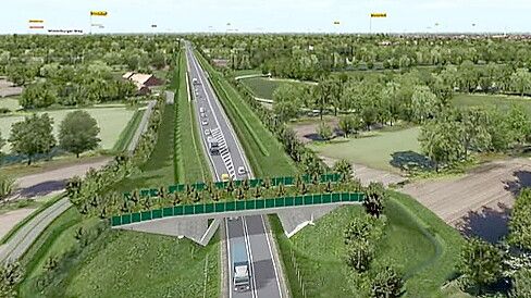 Auch diese weitere Fledermausbrücke bei Middelburg macht die Umgehungsstraße teurer. Grafik: Landesstraßenbaubehörde