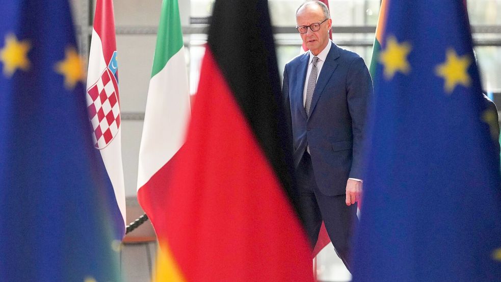 Bundeskanzler Friedrich Merz wirbt im Zollstreit mit den USA für eine Abschaffung aller Abgaben. Foto: Virginia Mayo/AP/dpa
