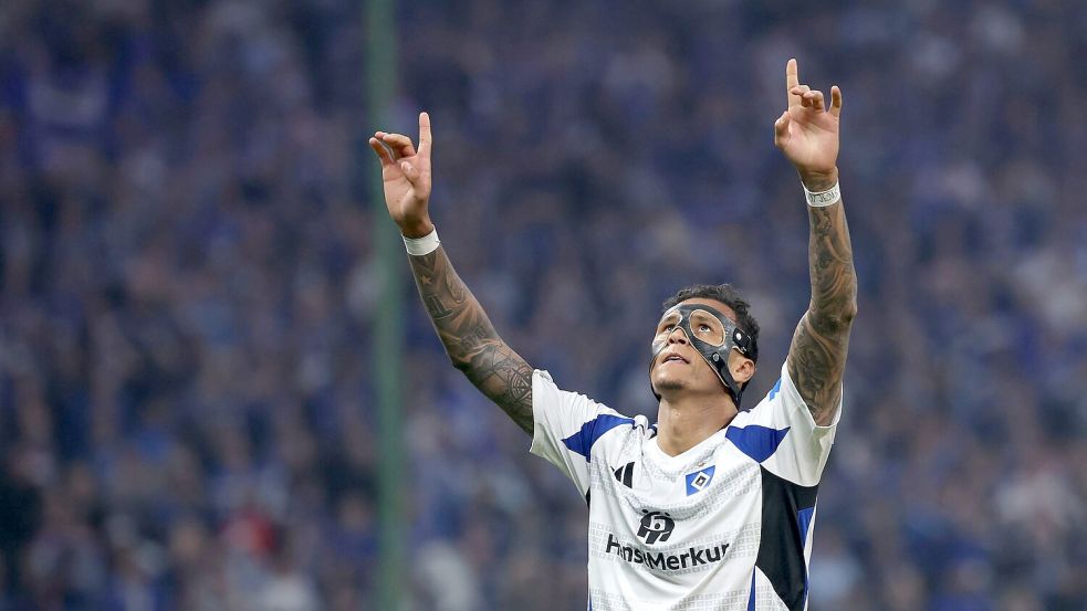 Stürmer Davie Selke ist mit dem HSV in die Bundesliga aufgestiegen. Foto: Christian Charisius/dpa