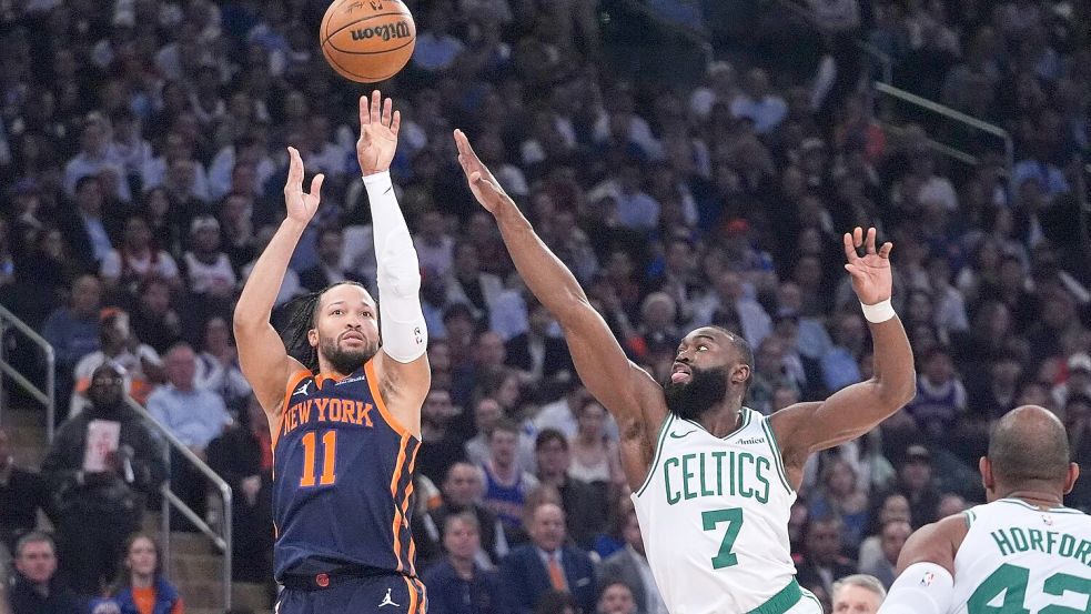 Jalen Brunson führte die Knicks zum dritten Sieg gegen die Celtics. Foto: Frank Franklin II/AP/dpa