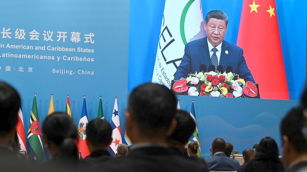 Chinas Präsident warb vor Regierungsvertretern lateinamerikanischer Staaten für mehr Handel. Foto: Johannes Neudecker/dpa
