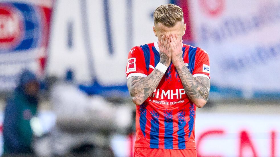 Hatte das 1:0 auf dem Fuß: Heidenheims Niklas Dorsch. Foto: Tom Weller/dpa