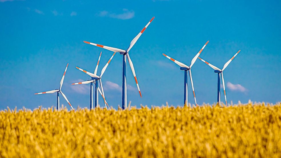 Windenergieanlagen auf einem Feld. In der Krummhörn sollen weitere Anlagen gebaut werden dürfen. Symbolfoto: Pixabay