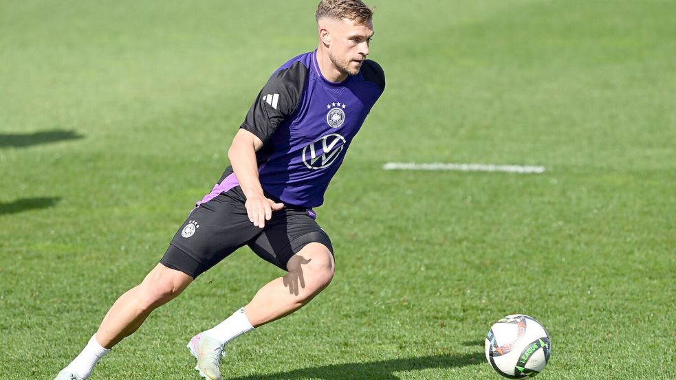 Joshua Kimmich beim Training vor seinem 100. Länderspiel. Foto: Federico Gambarini/dpa