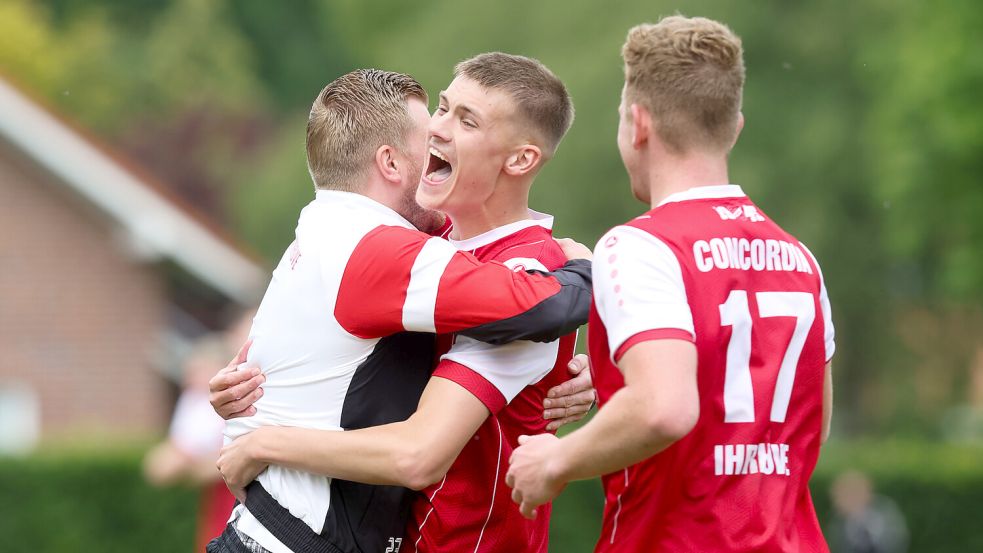 Concordia Ihrhove feierte am letzten Spieltag den Klassenerhalt in Hage. Foto: Doden/Emden