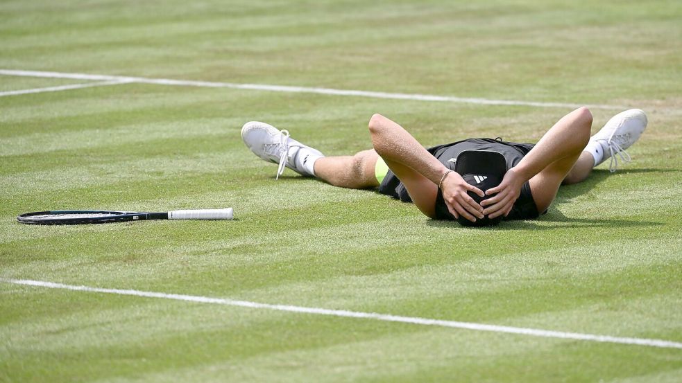 Justin Engel gewann sein erstes Match auf Rasen. Foto: Marijan Murat/dpa