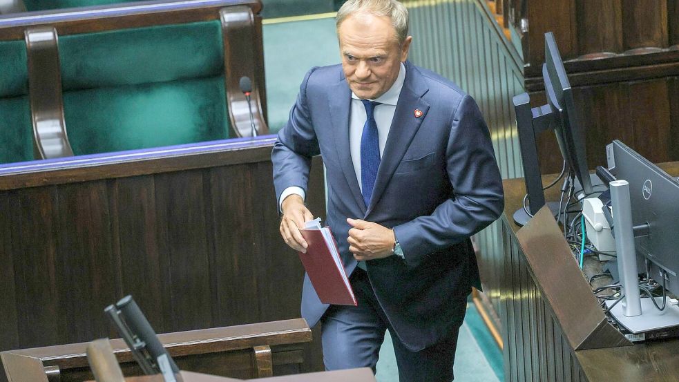 Polens Ministerpräsident Donald Tusk hat eine Vertrauensabstimmung überstanden, (Foto aktuell) Foto: Rafal Guz/PAP/dpa