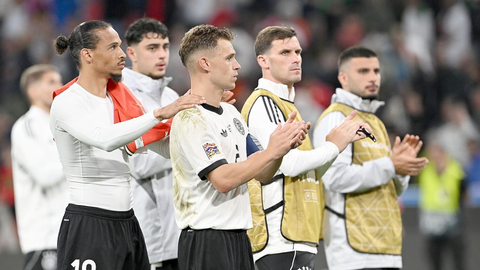 Die DFB-Elf am Mittwoch vor dem Nations-League-Halbfinale gegen Portugal. Foto: dpa/Federico Gambarini