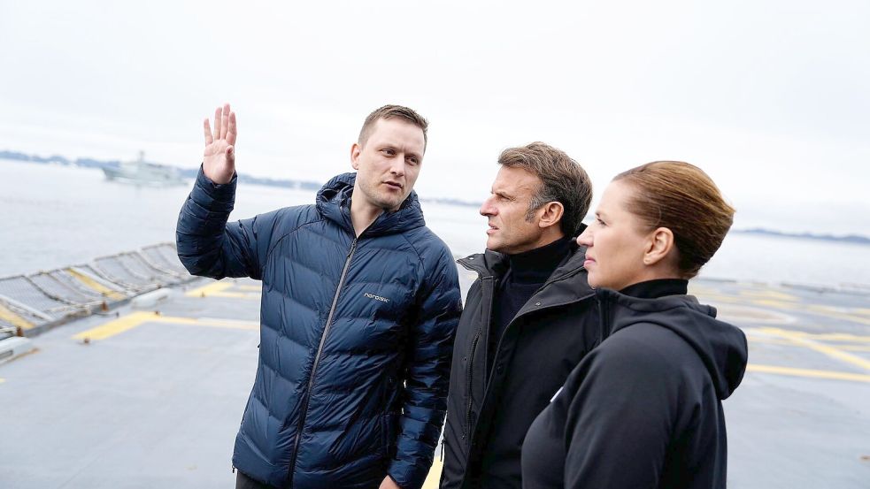 Macron und Frederiksen machen sich für souveränes Grönland stark (Foto-aktuell). Foto: Mads Claus Rasmussen/Ritzau Scanpix/AP/dpa