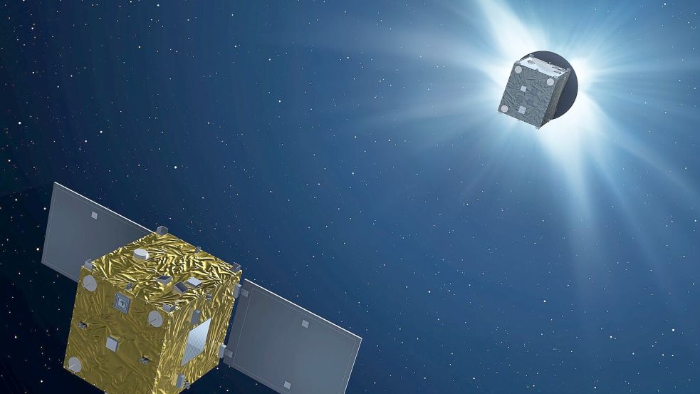 „Proba-3“ startete im Dezember 2024 und soll zwei Jahre im Einsatz sein. Foto: P. Carril/ESA/dpa