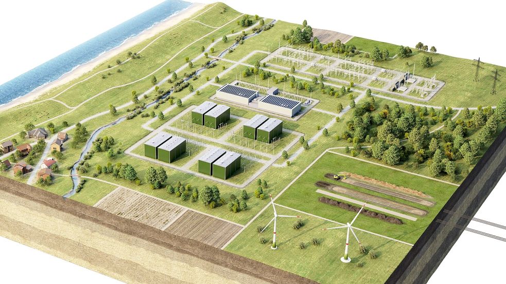 So oder so ähnlich könnte die Anlage aussehen, sollte sie in Nortmoor gebaut werden. Illustration: Tennet
