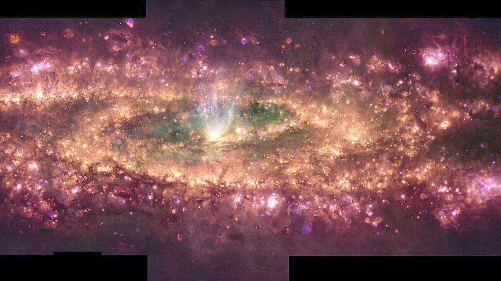 Das sogenannte Falschfarbenkomposit zeigt Wellenlängen des Lichts, das von Wasserstoff, Stickstoff, Schwefel und Sauerstoff abgegeben wird. Foto: E. Congiu Et Al./ESO/dpa