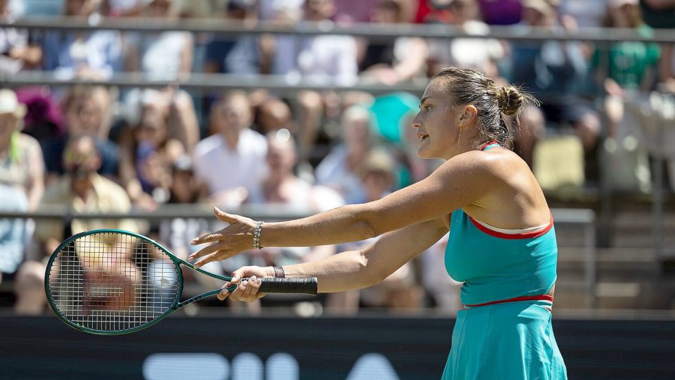 Aryna Sabalenka wartet noch auf den ersten Rasentitel ihrer Karriere. Foto: Hannes Albert/dpa