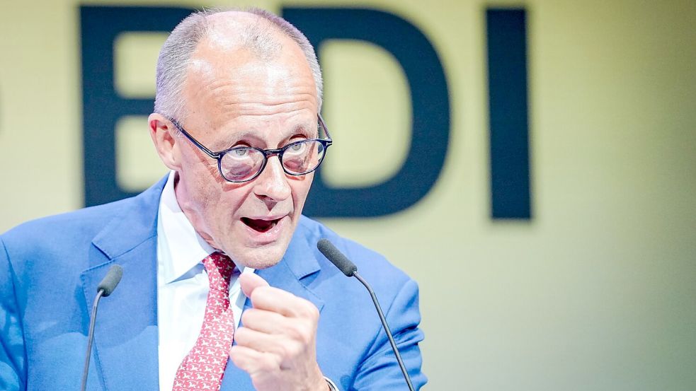 Bundeskanzler Friedrich Merz beim Tag der deutschen Industrie Foto: Kay Nietfeld/dpa