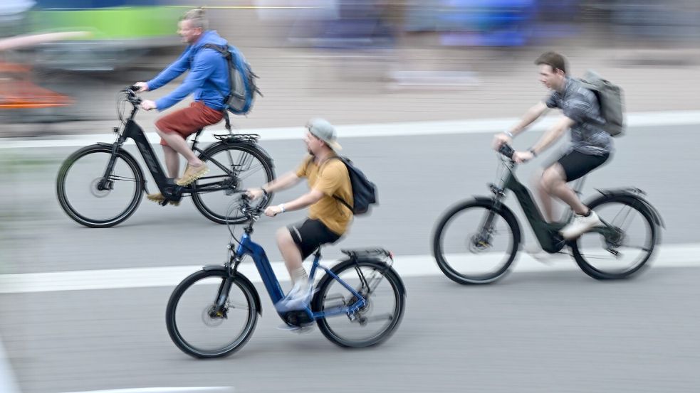 E-Bikes holen schnell auf: Schon 18 Prozent der Fahrräder in Deutschland haben einen Motor. (Archivbild) Foto: Arne Dedert/dpa