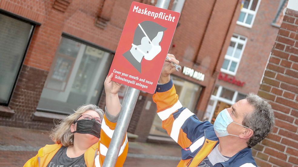 Auch in der Auricher Fußgängerzone galt während der Corona-Pandemie zeitweise eine Maskenpflicht. Foto: Romuald Banik