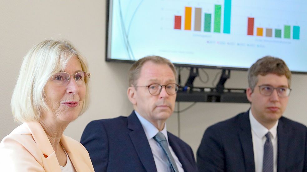 Präsentierten die aktuellen Zahlen: die Auricher Landgerichts-Präsidentin Frauke Seewald, Vizepräsident Jan Heinemeier und Pressesprecher Dr. Markus Gralla. Foto: Romuald Banik
