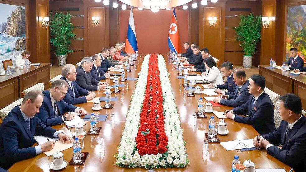 Schickt Nordkorea weitere Soldaten zur Unterstützung des russischen Kriegs gegen die Ukraine? Foto: Uncredited/Russian Foreign Ministry Press Service/AP/dpa