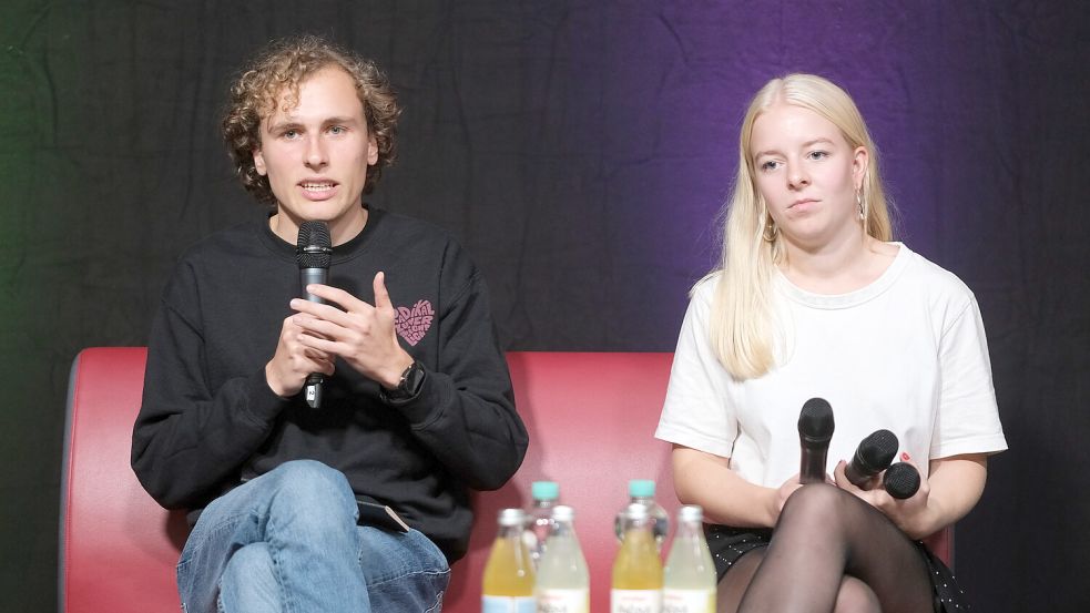 Jakob Blasel, hier neben seiner Co-Vorsitzenden Jette Nietzard, fordert radikale Schritte gegen den Klimawandel. Foto: dpa/Sebastian Gollnow