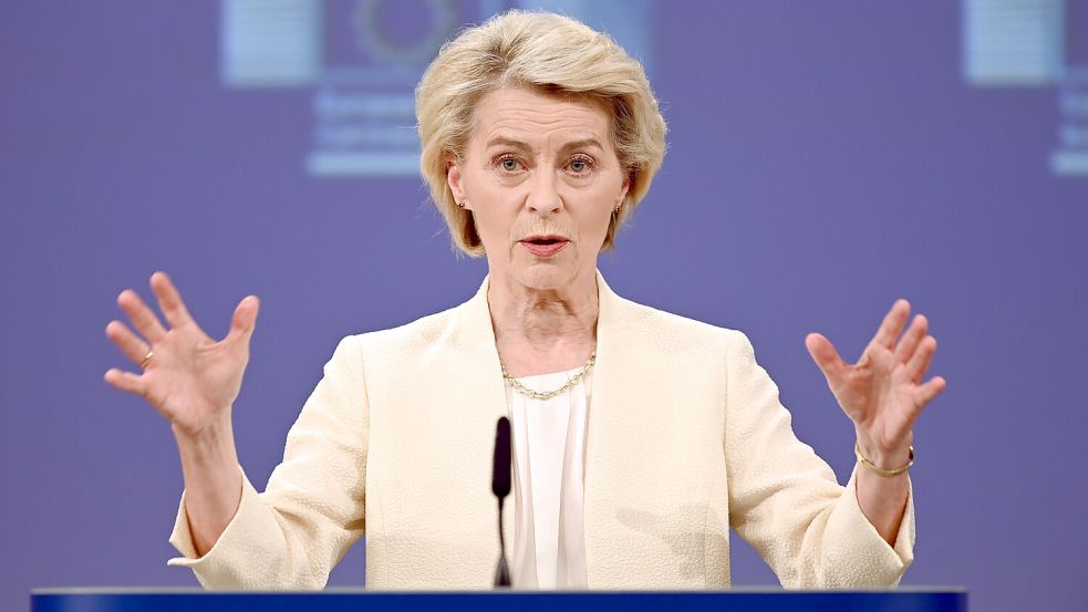 Ursula von der Leyen, EU-Kommissionspräsidentin, stellte die Vorschläge der Kommission für das EU-Budget vor. Foto: DPA/Ansgar Haase
