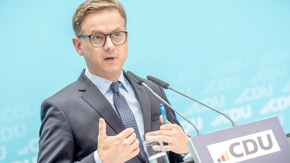 CDU-Generalsekretär Linnemann: „Wenn man die AfD stark machen will, soll man ruhig solche Interviews stören.“ Foto: Michael Kappeler/dpa