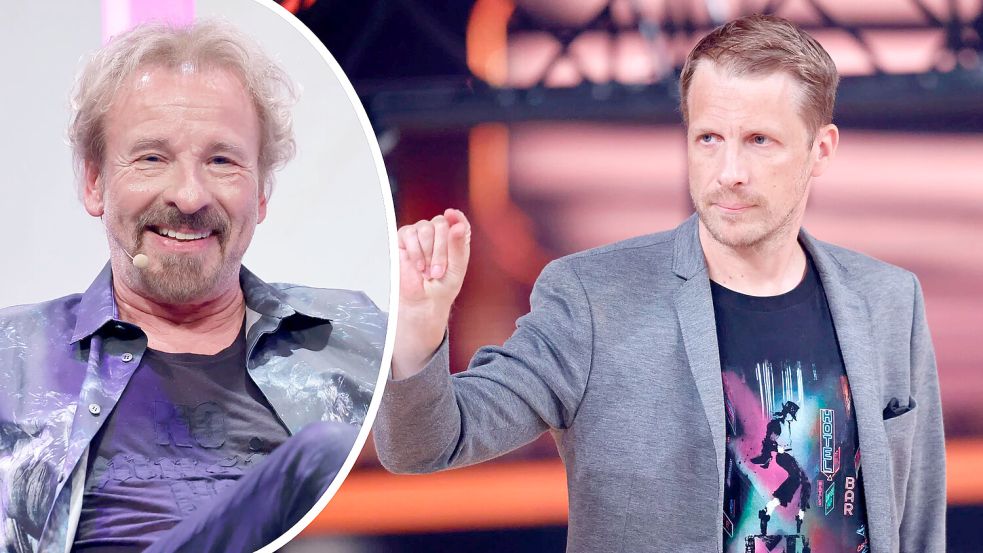 Oliver Pocher (rechts) kann die Kritik gegen Thomas Gottschalk nicht nachvollziehen. Foto: IMAGO/Panama Pictures/Christoph Hardt