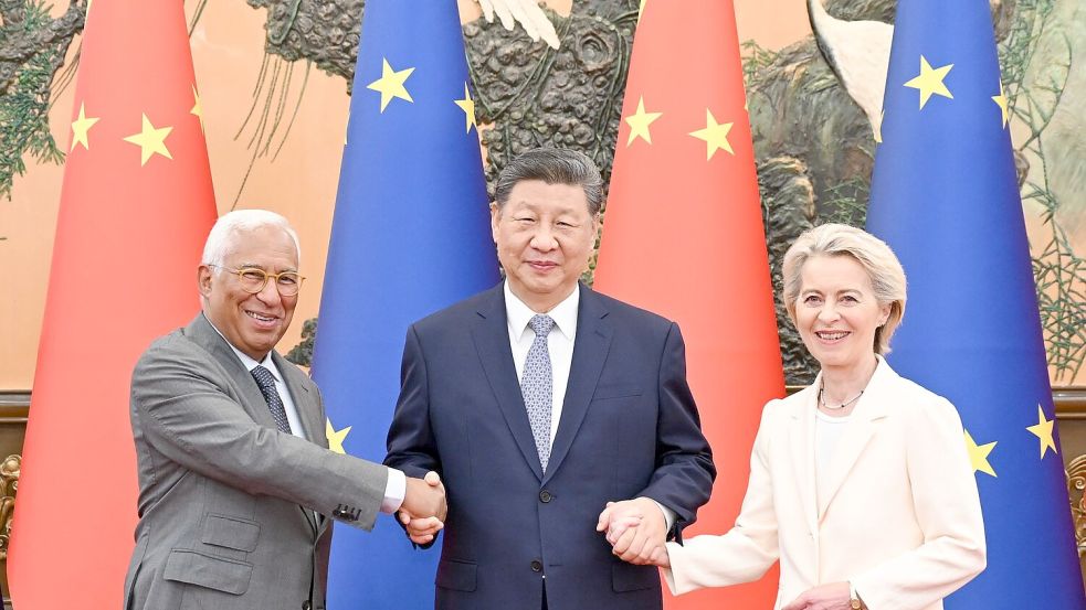 Bei den Gesprächen mit China war Handel ein wichtiges Thema. Foto: Xie Huanchi/XinHua/dpa