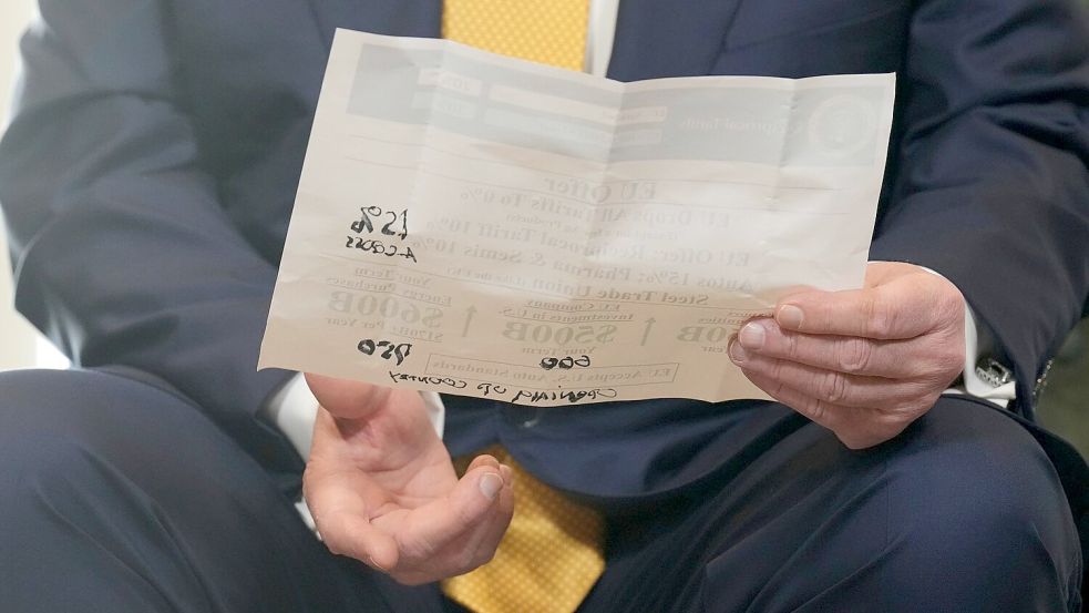 Trump nannte erste Details der Vereinbarung. Foto: Jacquelyn Martin/AP/dpa
