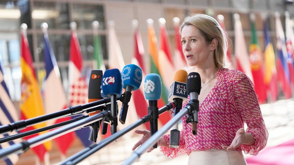EU-Chefdiplomatin Kaja Kallas hatte jüngst eine ganze Reihe von Sanktionsmöglichkeiten vorgestellt - das Aussetzen von Forschungsförderung war eine von ihnen. (Archivbild) Foto: Virginia Mayo/AP/dpa