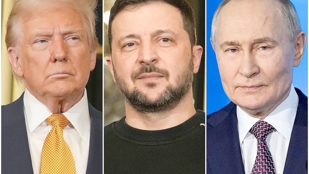 Auf den verschärften Druck von US-Präsident Trump im Ukrainekrieg reagiert Moskau verärgert, Kiew hingegen erfreut (Kombo - Archiv) Foto: Morissard/Bednyakov/AP/dpa