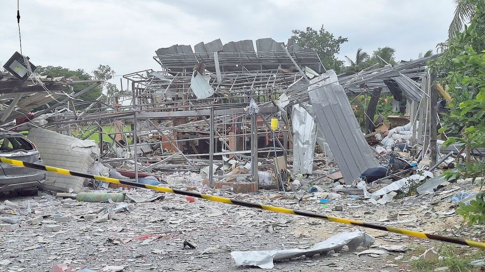 Bei der Explosion gab es mindestens neun Tote. Foto: Suphan Buri Provincial Public Relations Office/dpa