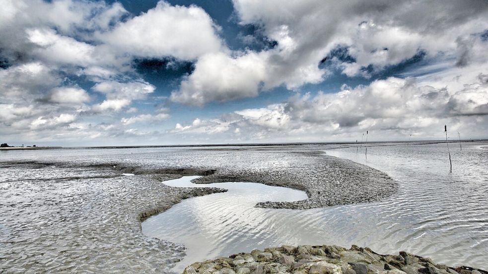 Das ostfriesische Wattenmeer als Ziel englischer Spionage? Der erst vor 50 Jahren in die deutsche Sprache übersetzte Roman von Erskine Childers soll nach seinem Willen die britische Admiralität wachrütteln, was auch gelingt. Die Briten ihrerseits bauen neue Kriegshäfen an der Nordsee. Foto: Theo Kruse