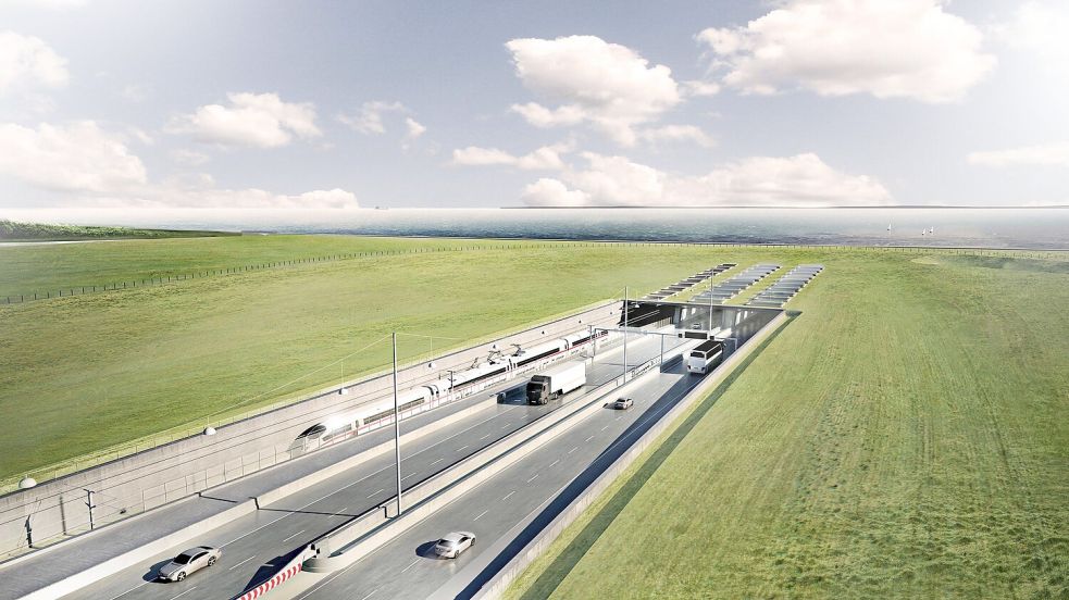 Blick in die Zukunft: So soll die Einfahrt in den Fehmarnbelt-Tunnel einmal aussehen. Foto: ICONO A