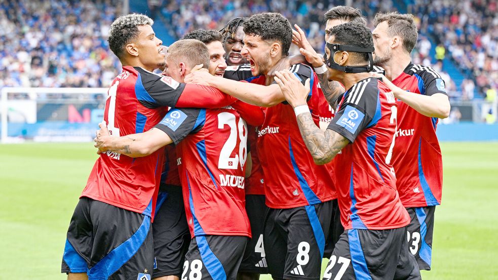 Nach dem Aufstieg in die 1. Bundesliga hat der Hamburger SV vor allem ein Ziel: den Klassenerhalt. Foto: dpa/Uwe Anspach