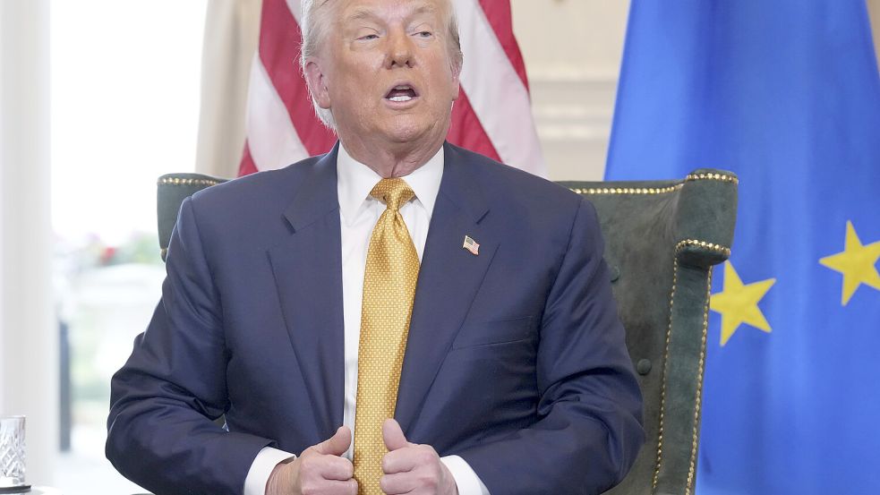 Zufrieden mit sich und der Welt: US-Präsident Donald Trump nach der Zolleinigung mit der EU. Foto: picture alliance/dpa/AP/Jacquelyn Martin