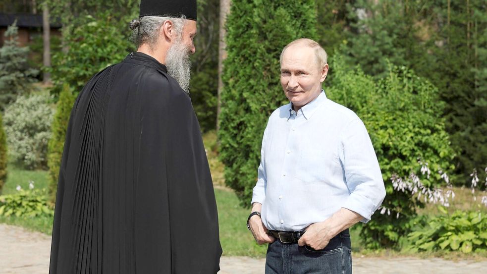 Fast jedes Jahr besucht Putin Kremlchef Putin das orthodoxe Kloster auf der nordrussischen Insel Walaam. Foto: Gavriil Grigorov/Pool Sputnik Kremlin/AP/dpa