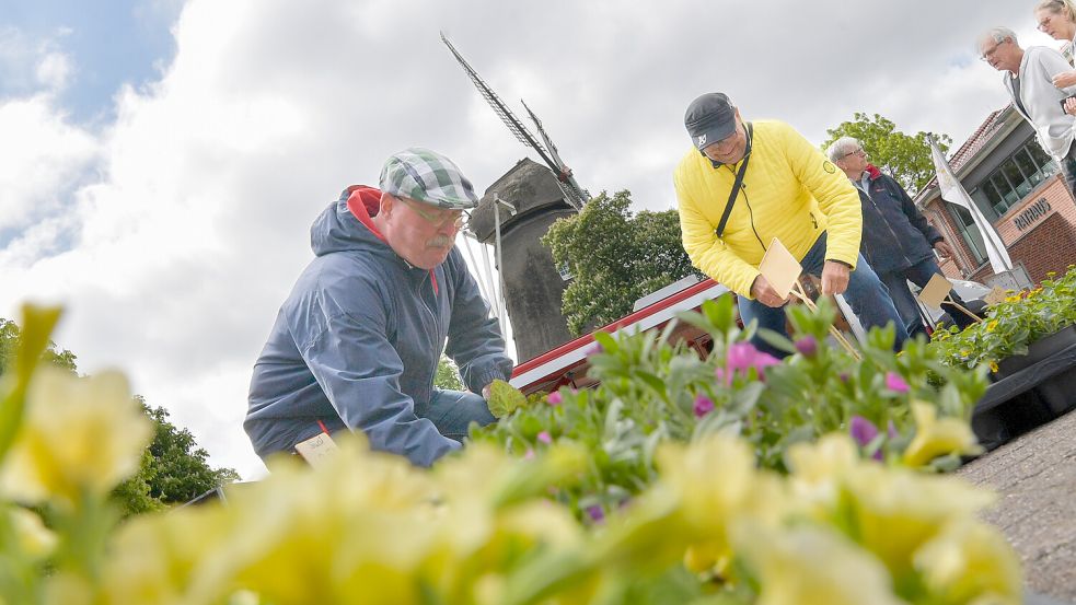 Blumenhändler Meyer befindet sich seit diesem Sommer im Ruhestand. Seitdem gibt es nur noch einen einzigen Beschicker auf dem Wochenmarkt von Hinte. Foto: Klaus Ortgies/Archiv