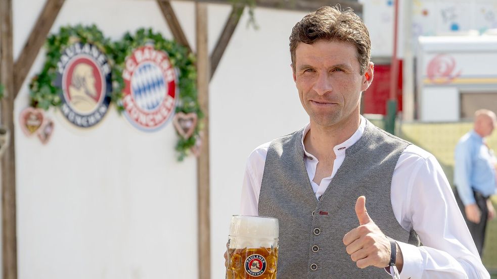 Mehr Bayern geht praktisch nicht: Thomas Müller. Foto: Stefan Puchner/dpa