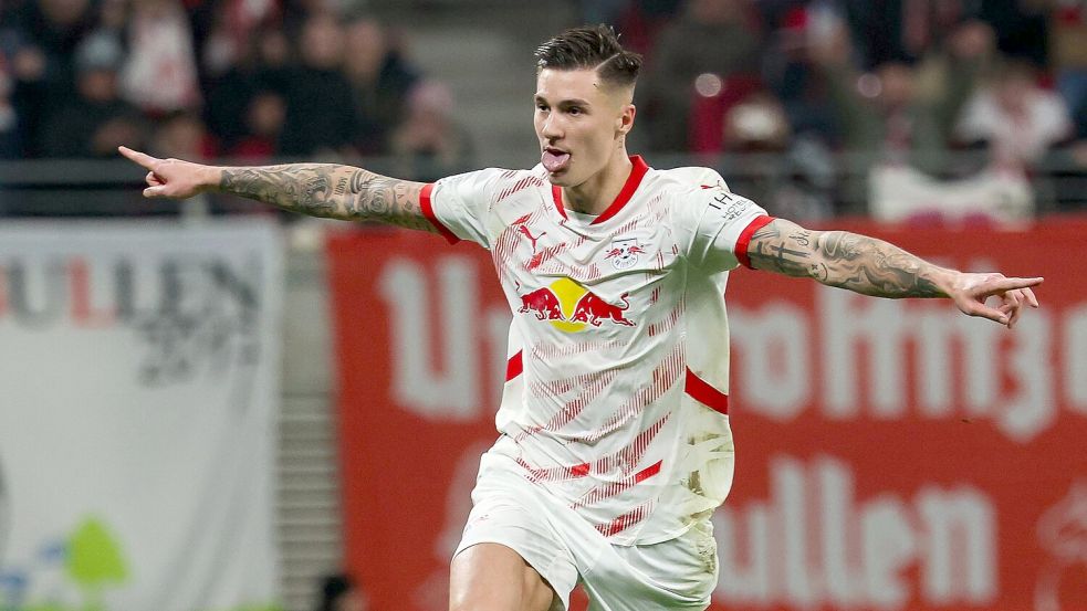 Benjamin Sesko jubelt künftig für Manchester United Foto: Jan Woitas/dpa